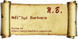 Mályi Barbara névjegykártya